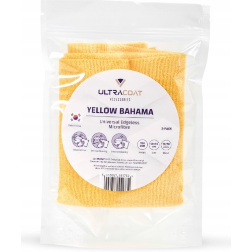 ULTRACOAT YELLOW BAHAMA -250 GSM MICROFIBRE CLOTH 2 PACK
